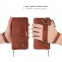 For Galaxy S10 Wallet Case Handmade Leather Magnetic Detachable Cowhide Brown