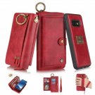 For Galaxy S10 Wallet Case Handmade Leather Magnetic Detachable Cowhide Red