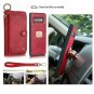For Galaxy S10 Wallet Case Handmade Leather Magnetic Detachable Cowhide Red