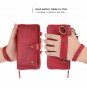 For Galaxy S10 Wallet Case Handmade Leather Magnetic Detachable Cowhide Red