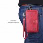 For Galaxy S10 Wallet Case Handmade Leather Magnetic Detachable Cowhide Red