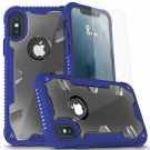 iPhone X Case Military Grade Drop Proton Tested with Tempered Glass Blue Clear