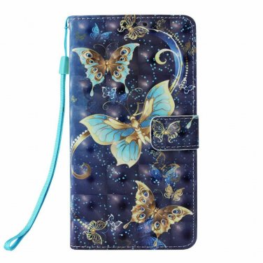 For Galaxy S10 Plus Case Wallet 3D Style Stand PU Leather Folio Blue Butterfly