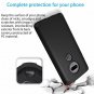 For Moto G7 Case with Tempered Glass Screen Protector Metal Plate Back Black