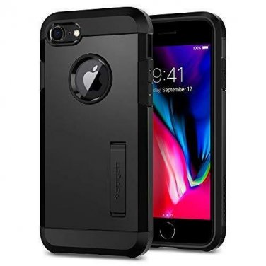 For iPhone 8 Case iPhone 7 Case Kickstand Heavy Duty Protection Cushion Black