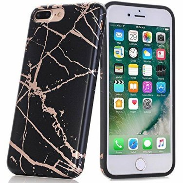 For iPhone 7/8 Plus Case Bumper Matte TPU Soft Rubber Silicone Black Marble