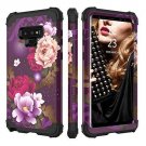 For Samsung Galaxy Note 9 Case Rubber Heavy Duty Rugged Bumper Purple Flower