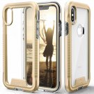 For iPhone Xs Max case Military Grade DropTested Tempered Glass Gold  Clear