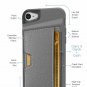 For iPhone 7/8 Wallet Case Q Card Protectiv Kickstand Grip Cover Gunmetal Gray