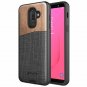 For Samsung J8 2018 Wood Case Premium Natural Wood SnapOn Canvas leather Fabric