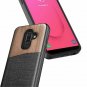 For Samsung J8 2018 Wood Case Premium Natural Wood SnapOn Canvas leather Fabric