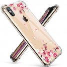 For iPhone Xs Max Case Flower Pattern Design Soft & Flexible TPU Cover Peach