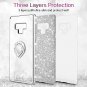 For Samsung Galaxy Note 9 Case Glitter Sparkle Bling Bumper Kickstand Silver