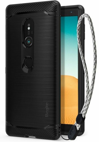 For Sony Xperia XZ2 Case Brushed Metal Design Flexible Dynamic Stroked Black