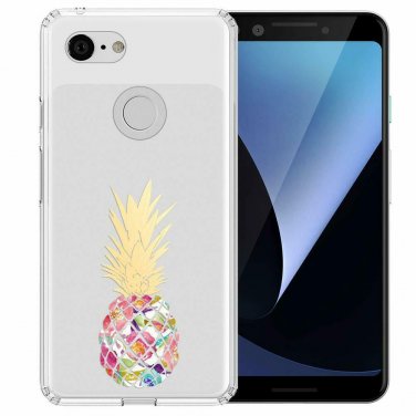 For Google Pixel 3 Case Clear Design Plastic Hard Back TPU Colorful Pineapple
