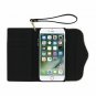 For iPhone 7 Case Cowhide Leather Magnetic flap closure hands free Black