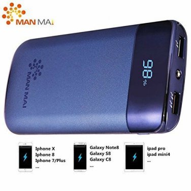 Power Bank Dual USB Port Charger with LED Flashlight for iPhone 8/7 iPad Note8