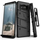 For Galaxy Note 8 Case Military Grade Drop Tested Tempered Glass Screen Black