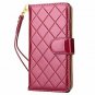 For Galaxy Note 8 Case Luxury Classic Plaid Pattern Wrist Strap Leather Purple