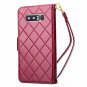 For Galaxy Note 8 Case Luxury Classic Plaid Pattern Wrist Strap Leather Purple
