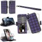 For iPhone X/Xs Case Wallet Wrist Strap Card Slot Flip Folio Leather Lattice