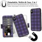 For iPhone X/Xs Case Wallet Wrist Strap Card Slot Flip Folio Leather Lattice