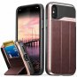 For iPhone X/Xs Case Drop Protection Leather Card Slot Kickstand Rose Gold/Black