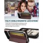 For iPhone X/Xs Case Drop Protection Leather Card Slot Kickstand Rose Gold/Black