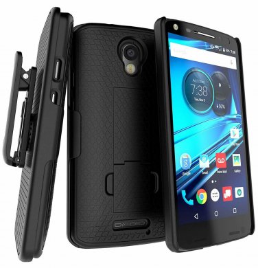 For Motorola Droid Turbo 2 Case Belt Clip Holster Slim Cover Encased Black
