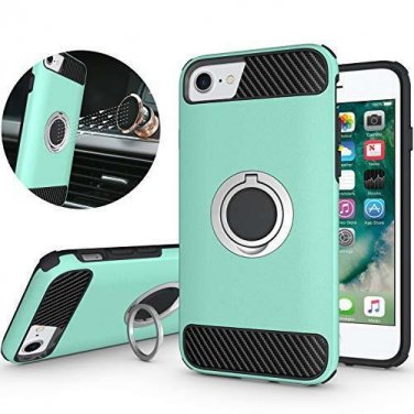 For iPhone 6/6S/7/8 Case Rotating Ring Holder Kickstand Armor Defender Turquoise