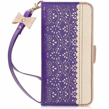 For Galaxy S10 Plus Case Wallet Luxurious Romantic Carved Makeup Mirror Purple