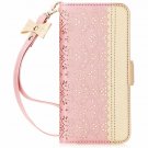 For Galaxy S10 Plus Case Wallet Luxurious Romantic Carved Makeup Mirror RoseGold