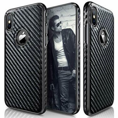 For iPhone X/Xs Case Luxury Leather Ultra Slim & Thin Soft Flexible Carbon Fiber