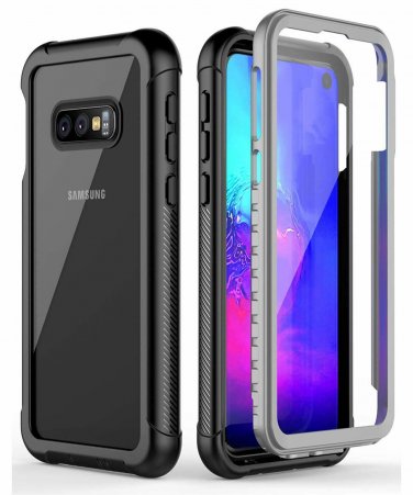 For Samsung Galaxy S10E Case Full Body Rugged Armor Screen Protector Grey/Black