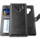 For Samsung Galaxy Note 9 Wallet Case Vegan Leather Wrist Strap Card Slot Black