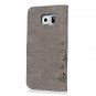 For Samsung Galaxy S6 Case Wallet PU Leather Hand Strap 3D Cute Elephant Gray