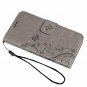 For Samsung Galaxy S6 Case Wallet PU Leather Hand Strap 3D Cute Elephant Gray