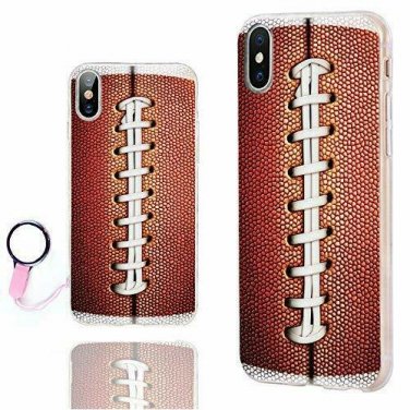 For iPhone X/Xs Case Ultra Thin Slim Flexible Soft TPU Clear Brown Football