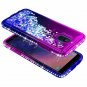 For Galaxy A6 Case Tempered Glass Screen Protector Glitter Liquid Purple/Blue