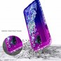 For Galaxy A6 Case Tempered Glass Screen Protector Glitter Liquid Purple/Blue