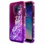 For Galaxy A6 Case Tempered Glass Screen Protector Glitter Liquid Pink/Purple