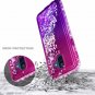For Galaxy A6 Case Tempered Glass Screen Protector Glitter Liquid Pink/Purple