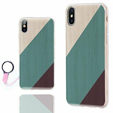 For iPhone X/Xs Case Ultra Thin Slim Flexible Soft TPU Geometric Wood Grain