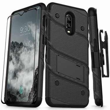 For OnePlus 6T Case Military Grade Drop Tested Screen Protector Black/Black