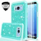 For Galaxy S8 Case 3D PET HD Screen Protector 2 Pack Glitter Dual Layer Mint