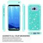 For Galaxy S8 Case 3D PET HD Screen Protector 2 Pack Glitter Dual Layer Mint