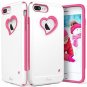 For iPhone 7/8 Plus Case Heart Shape Dual Layer Hybrid Bumper Cover White Pink