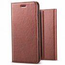 For Apple iPhone X Case Handmade Soft Leather Magnetic Closure Credit Card Brown