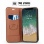 For Apple iPhone X Case Handmade Soft Leather Magnetic Closure Credit Card Brown