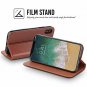 For Apple iPhone X Case Handmade Soft Leather Magnetic Closure Credit Card Brown